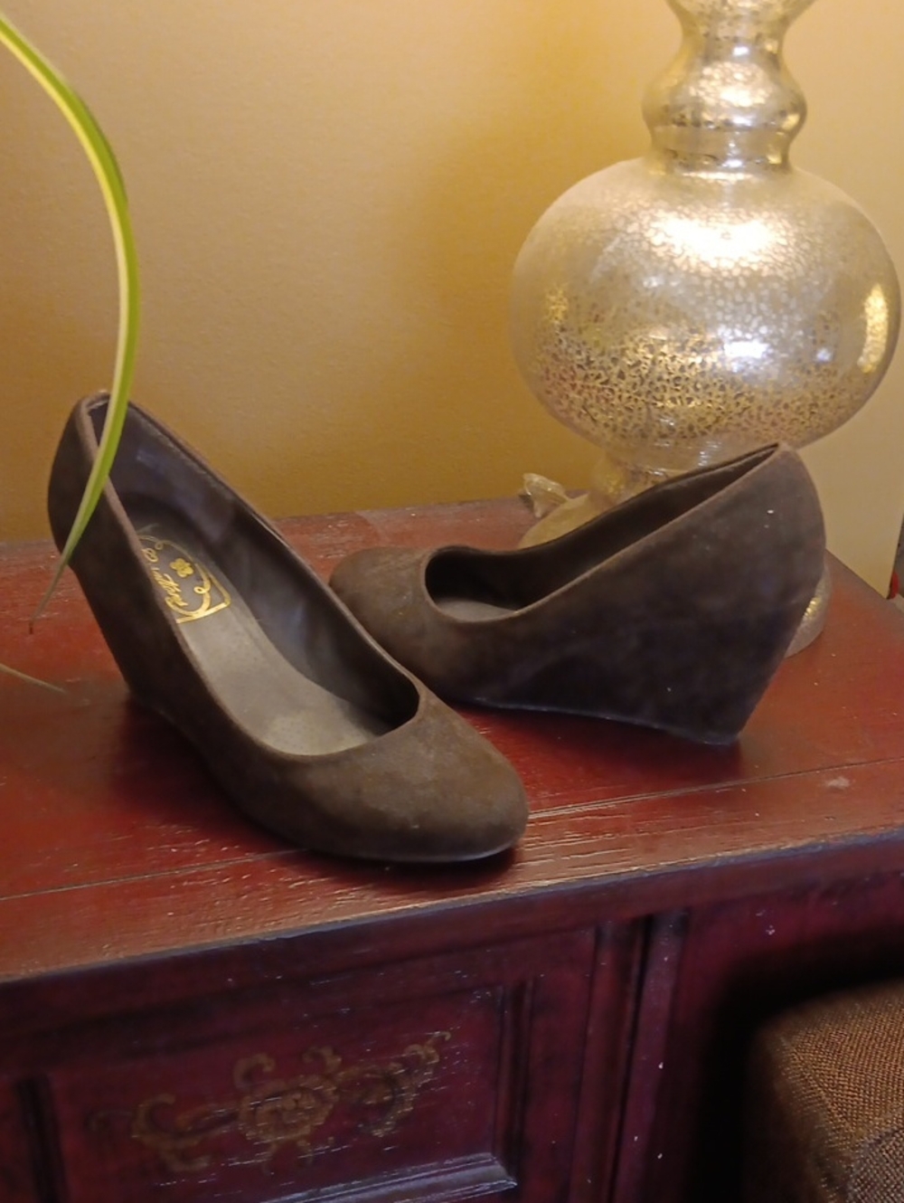 Classic Brown Suede Wedge Pumps